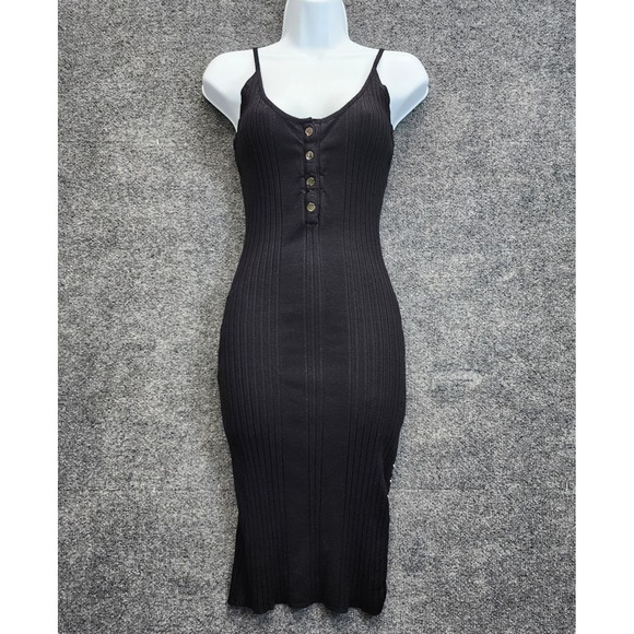 Guess Dresses & Skirts - GUESS Ribbed Knit Bodycon Midi Dress Womens XL Black Sleeveless Stretch Y2K Chic